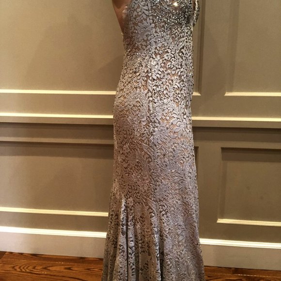 Luxury Jovani Silver Dress Long - Picture 8 of 16